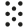 Minimalist black network diagram with eight connected circular nodes in a symmetrical pattern on white background.
