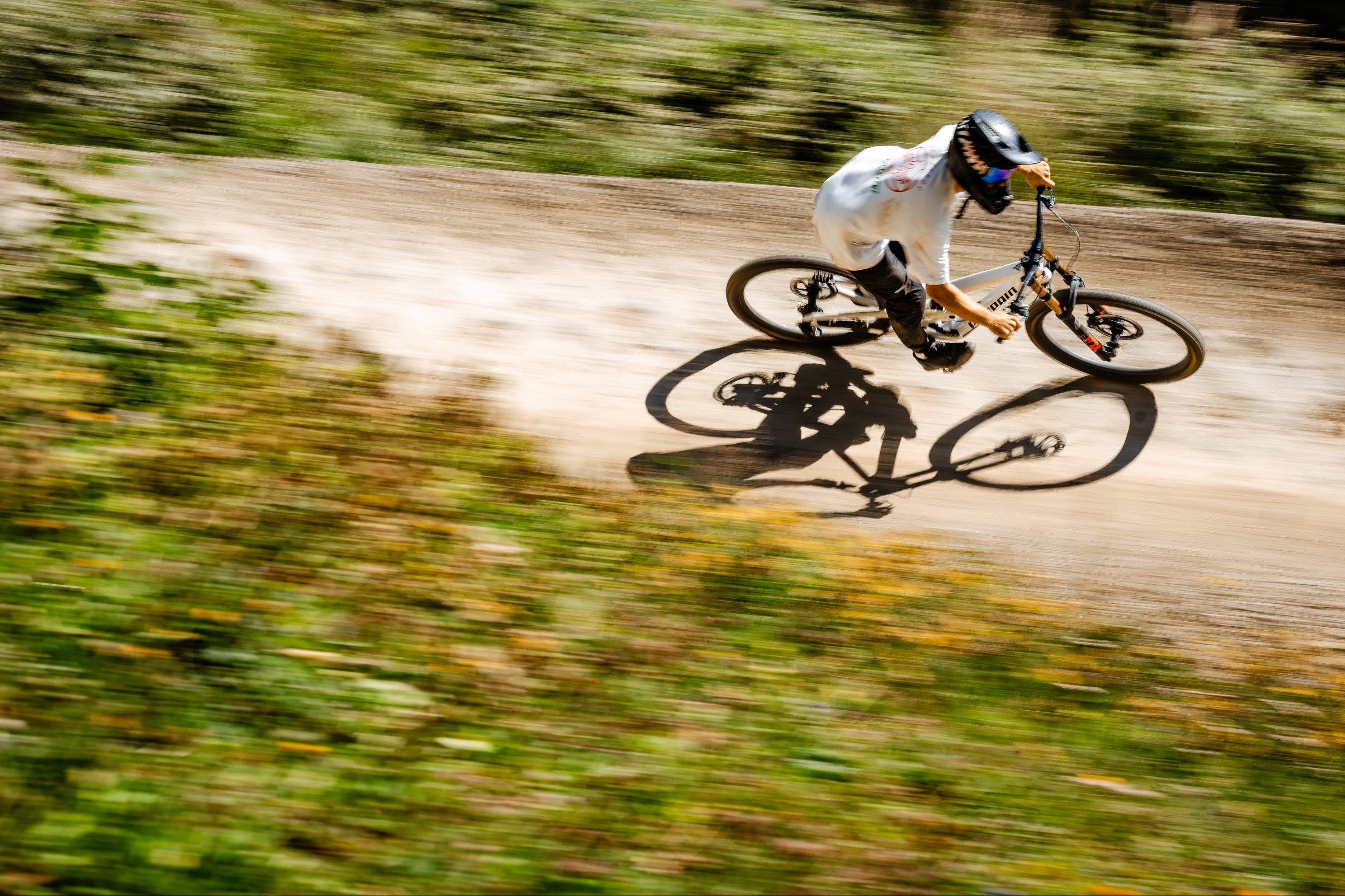 mountainbike rider on a fast trail